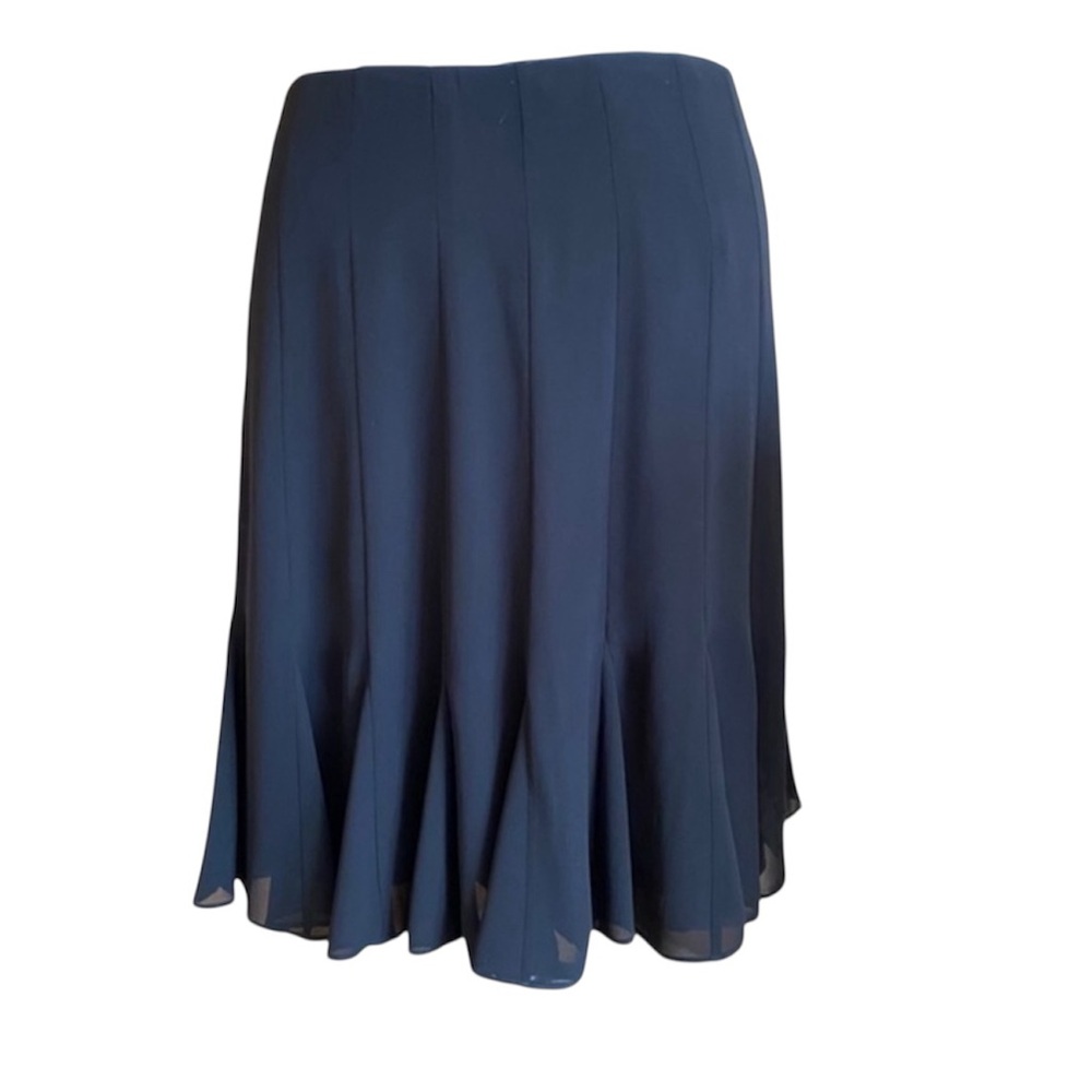 Tahari Black sheer Chiffon Flowy A-Line Sheer Mini Skirt Size 10